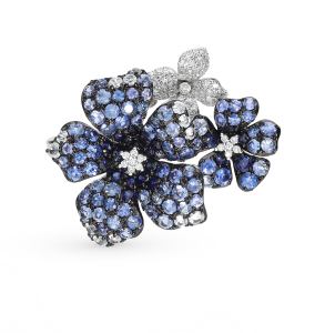 золотая брошь с сапфирами и бриллиантами