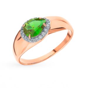 золотое кольцо с султанитами и фианитами