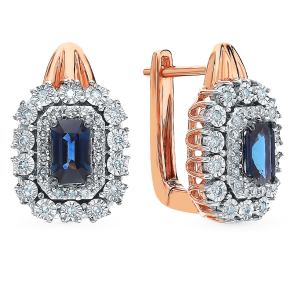 золотые серьги с сапфирами и бриллиантами