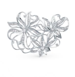 серебряная брошь с фианитами