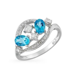 золотое кольцо с топазами и бриллиантами