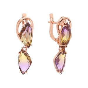 золотые серьги с аметрином