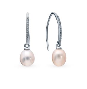 серебряные серьги с фианитами и жемчугом