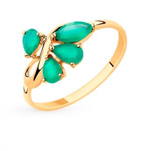 золотое кольцо с фианитами и агатом SOKOLOV 715434*