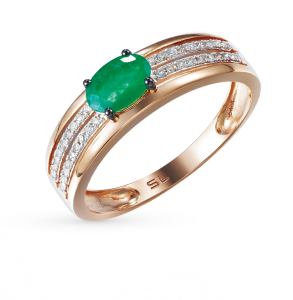 Золотое кольцо с изумрудом и бриллиантами