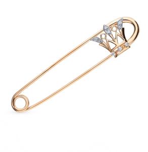 золотая брошь с фианитами