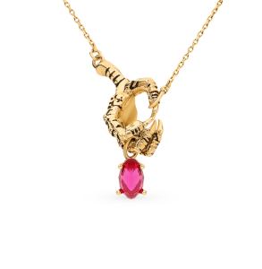 серебряное шейное украшение с корундом