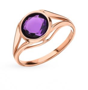 золотое кольцо с аметистом