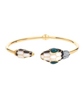 золотой браслет с фианитами и эмалью