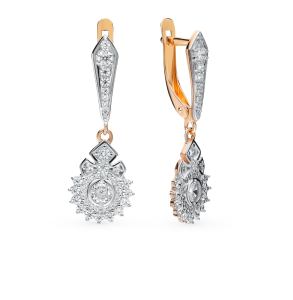 золотые серьги с фианитами