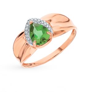 золотое кольцо с султанитами и фианитами