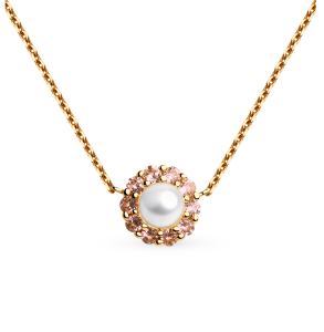 золотое колье с фианитами и жемчугом SOKOLOV 797034*