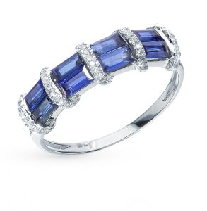 золотое кольцо с сапфирами и бриллиантами