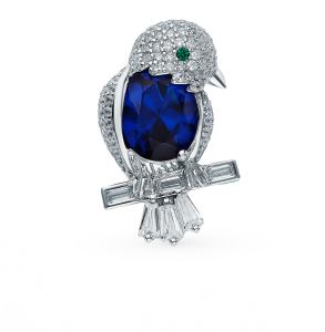 серебряная брошь со шпинелью и фианитами