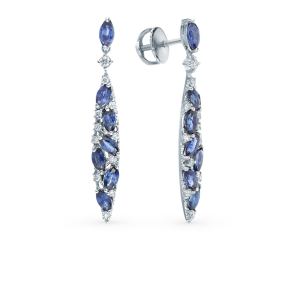 золотые серьги с сапфирами и бриллиантами