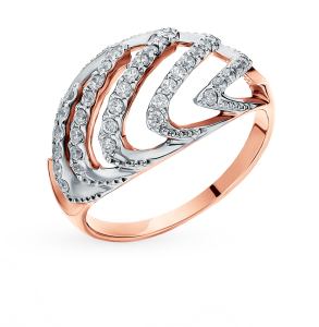 золотое кольцо с фианитами