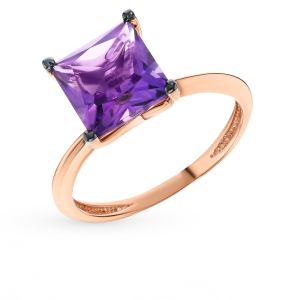 золотое кольцо с аметистом