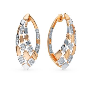 Золотые серьги с фианитами SOKOLOV 8-020024*