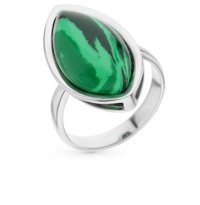 Серебряное кольцо с малахитом