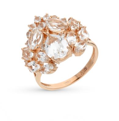 Золотое кольцо с сапфирами и хрусталем