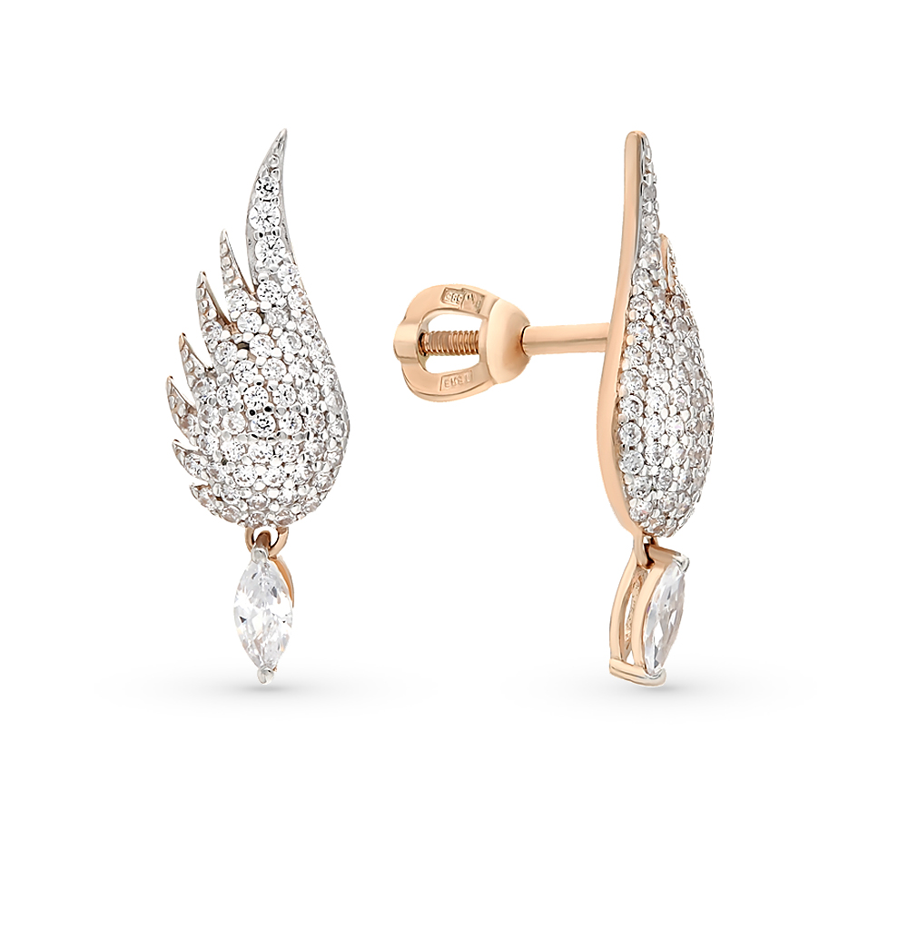 Золотые серьги с фианитами