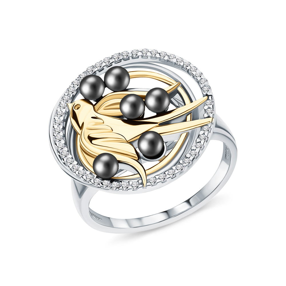 Серебряное кольцо с агатом и фианитами в Санкт-Петербурге