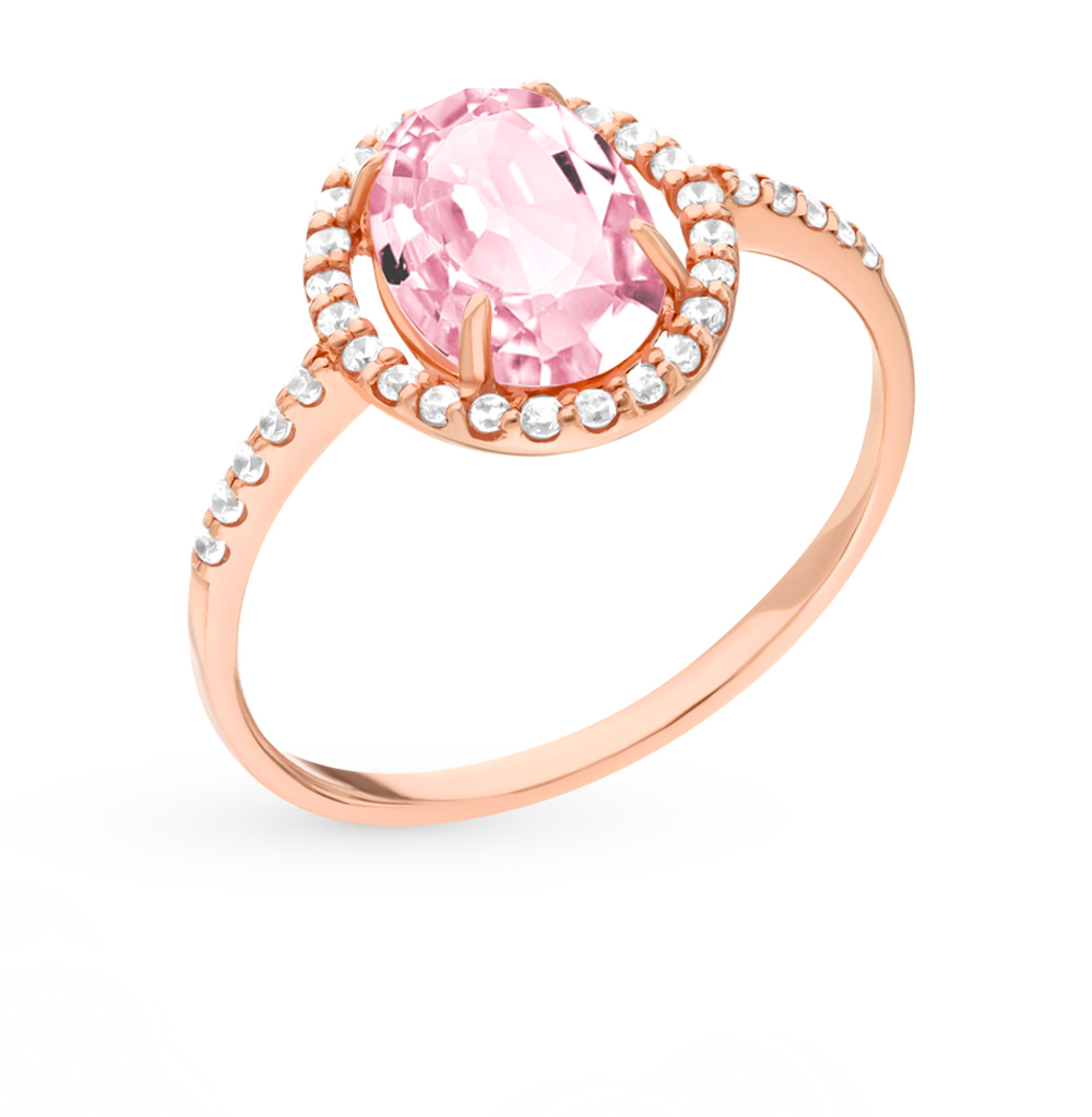 Кольца с розовыми камнями