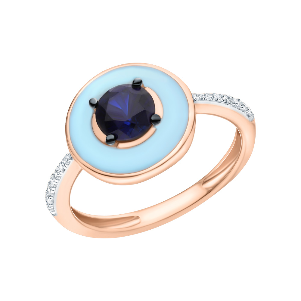 Фото «Золотое кольцо с эмалью, сапфирами и бриллиантами»