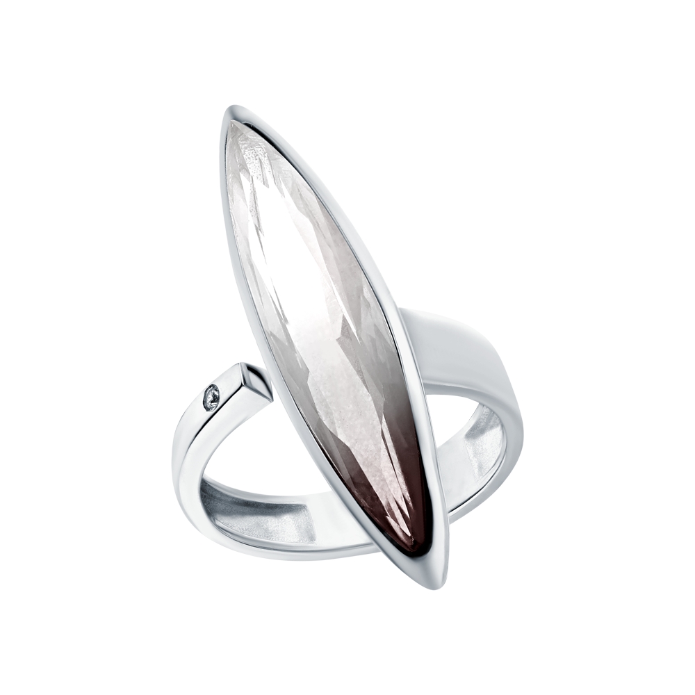 Серебряное кольцо с кубическим цирконием и ситаллами в Новосибирске