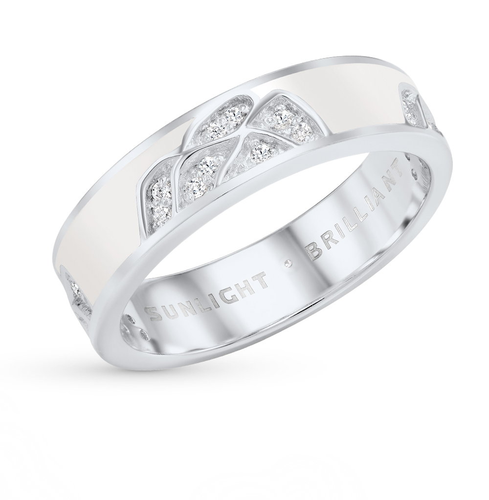 Фото «Серебряное кольцо с эмалью, фианитами и бриллиантами»
