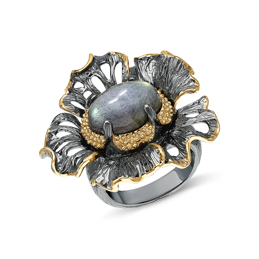 Серебряное кольцо с лабрадоритами в Санкт-Петербурге