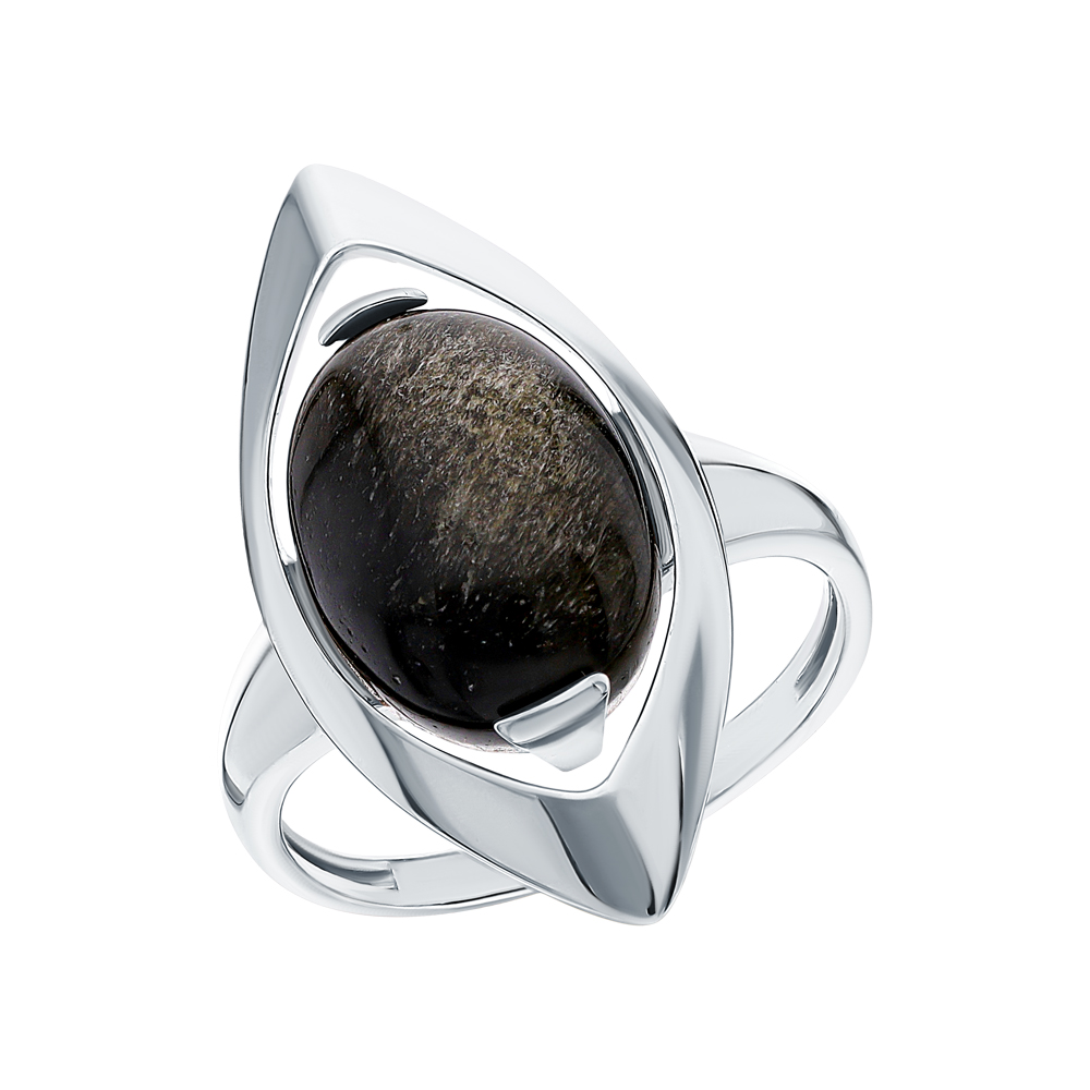 Серебряное кольцо с обсидианом в Новосибирске