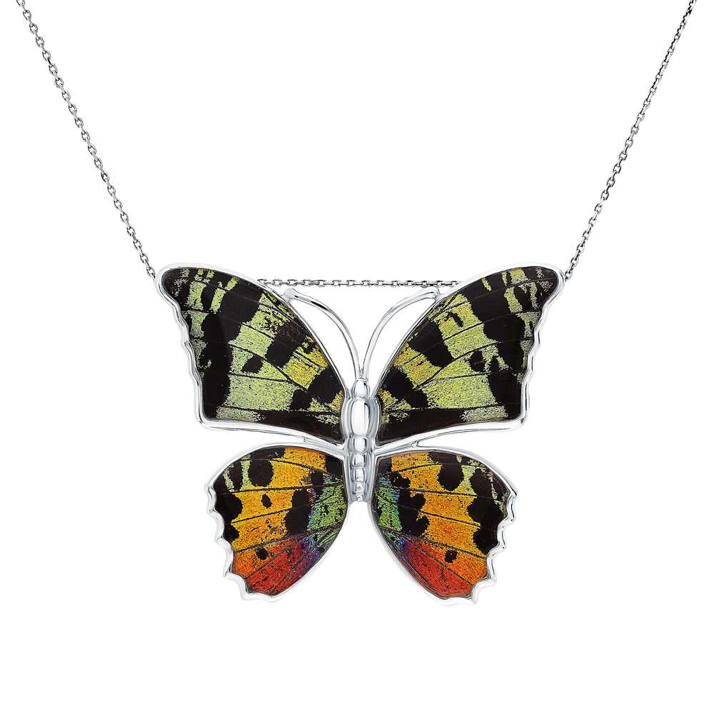 Серебряная брошь с эмалью и крыльями бабочками в Екатеринбурге