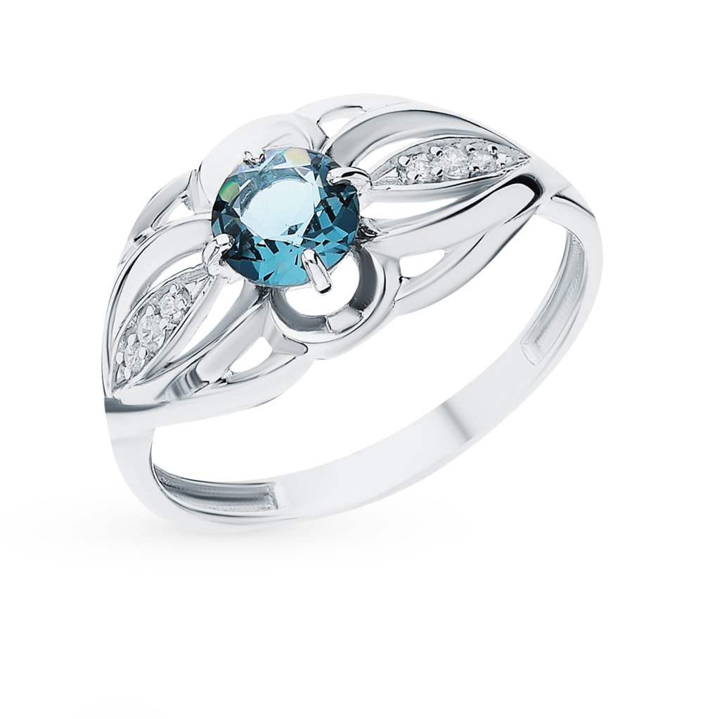 Серебряное кольцо с фианитами и кристаллами в Краснодаре