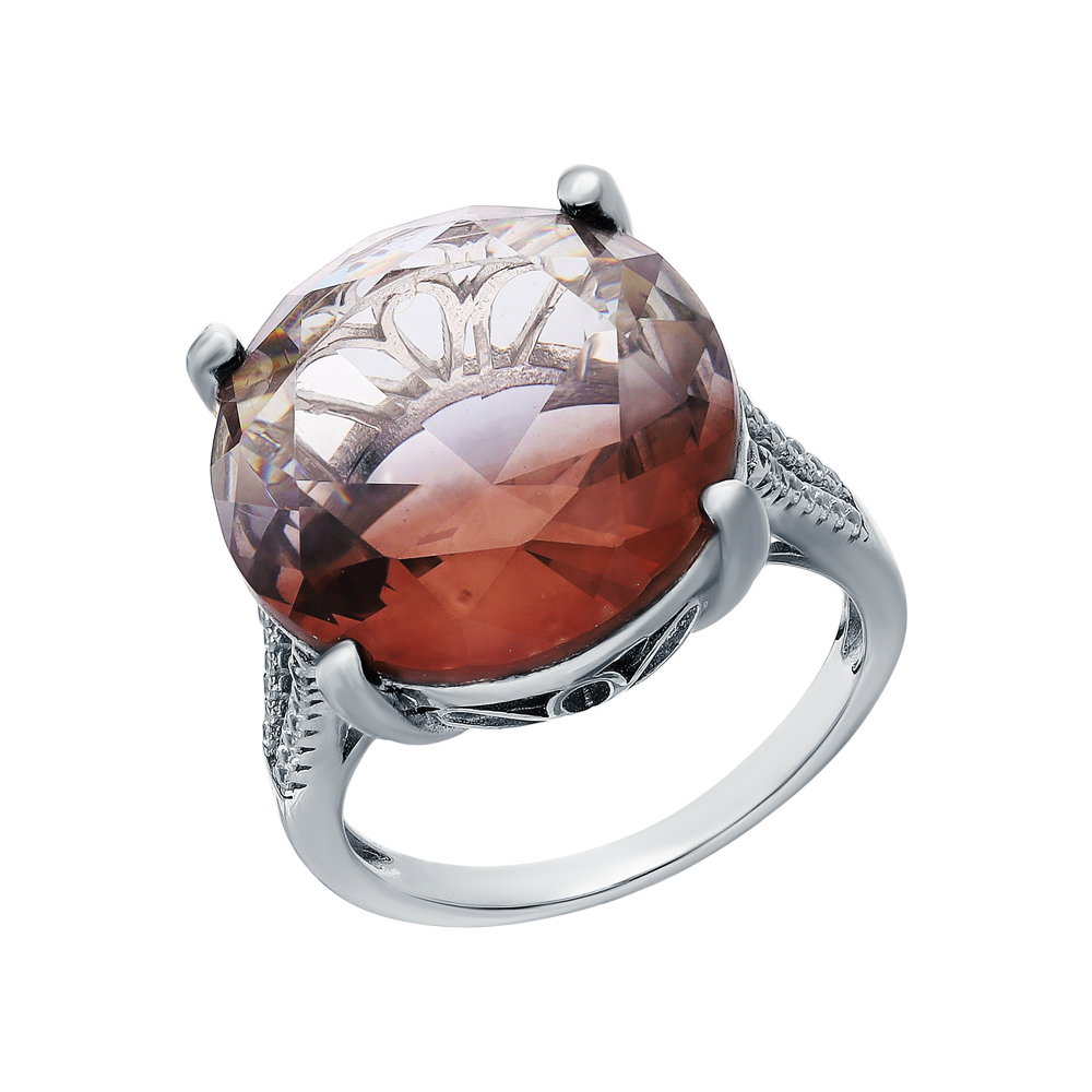 Серебряное кольцо с кубическим цирконием и ситаллами в Краснодаре