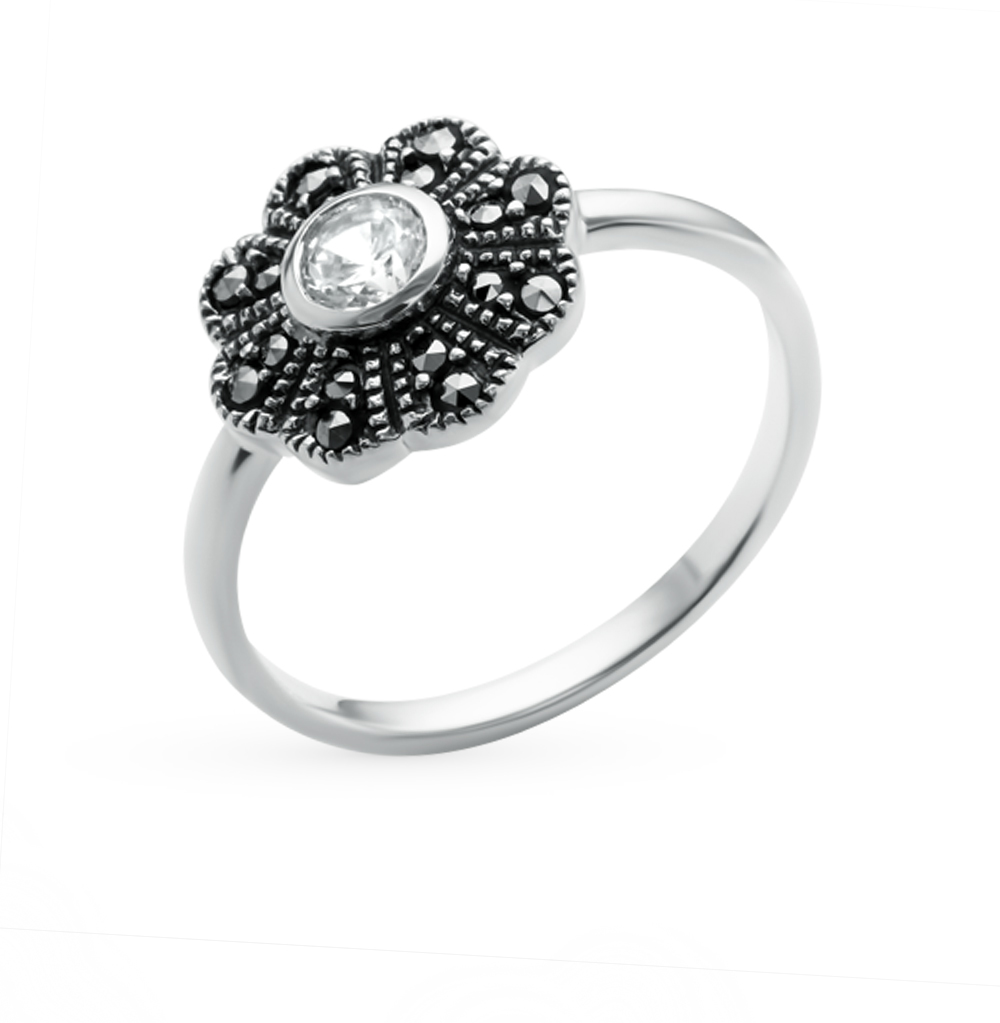 Фото «Серебряное кольцо с фианитами и марказитами»