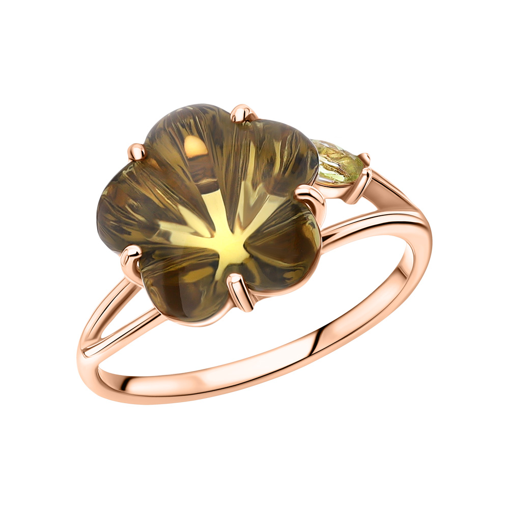 Фото «Золотое кольцо с кварцем и хризолитом»