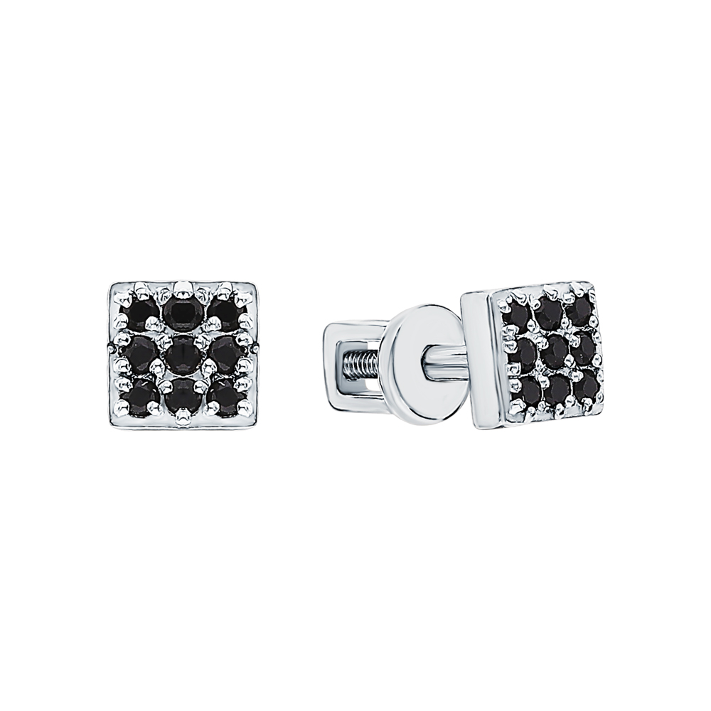 Фото «Серебряные серьги с фианитами и ювелирными кристаллами»