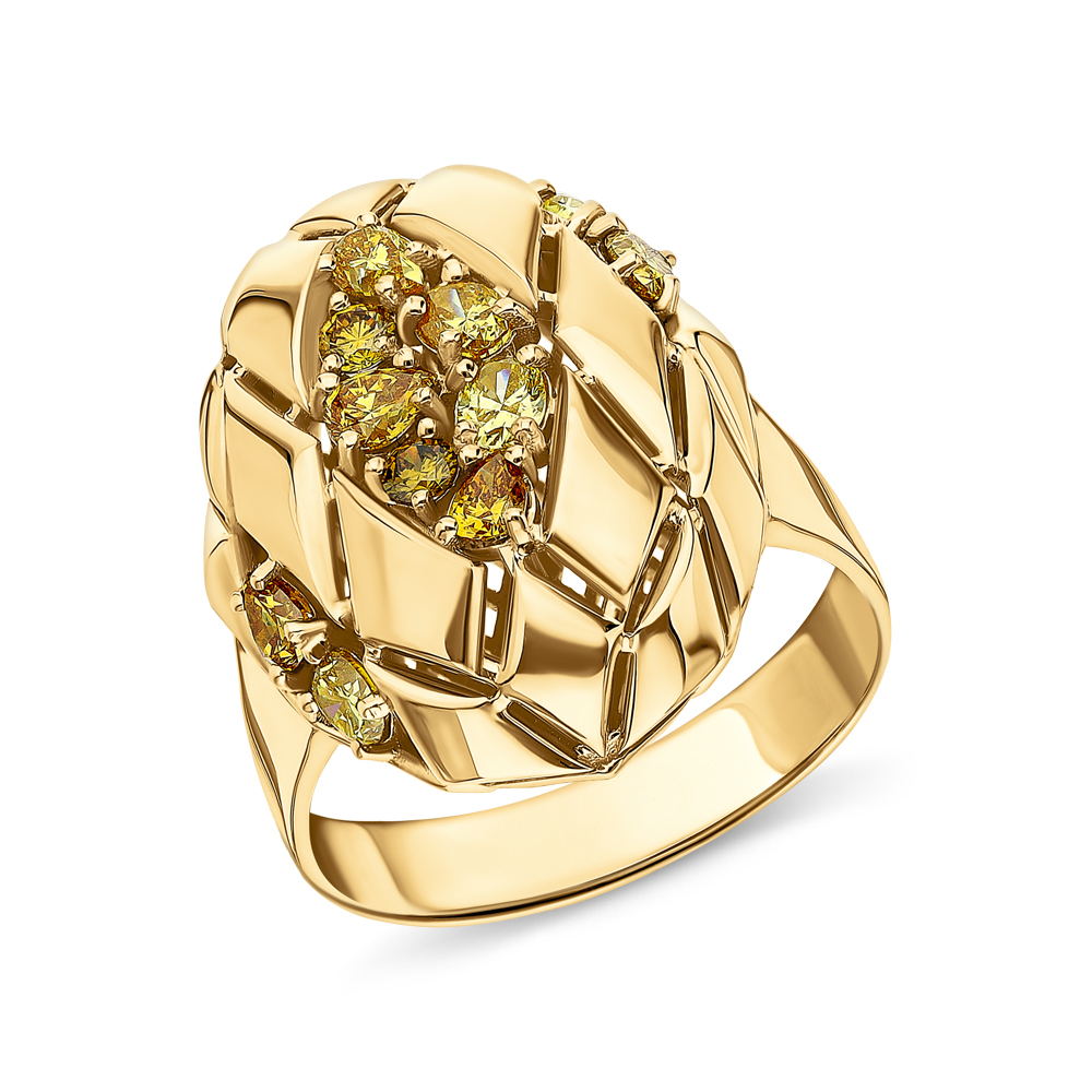 Золотое кольцо с жёлтыми бриллиантами в Самаре