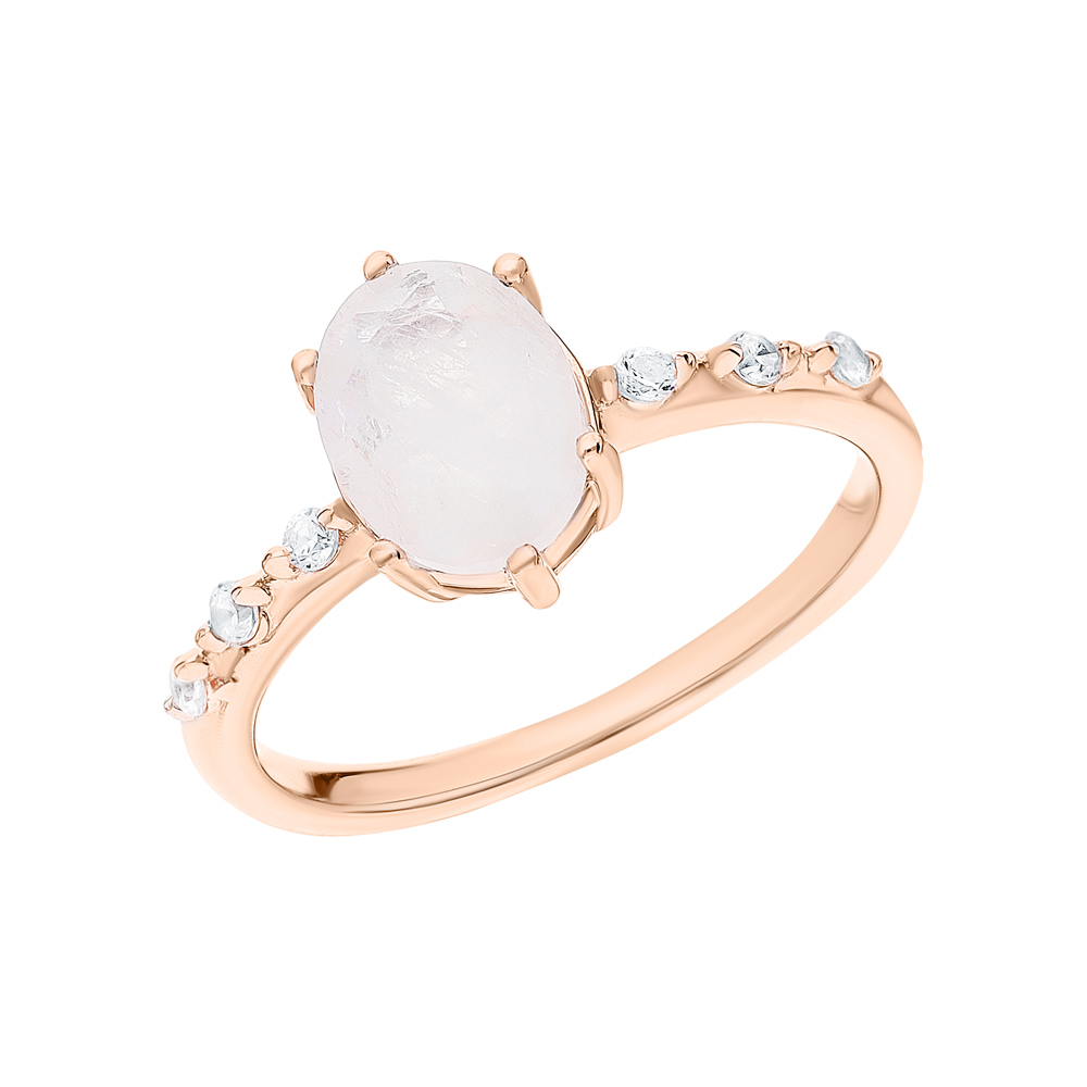 Фото «Серебряное кольцо с фианитами и лунным камнем»