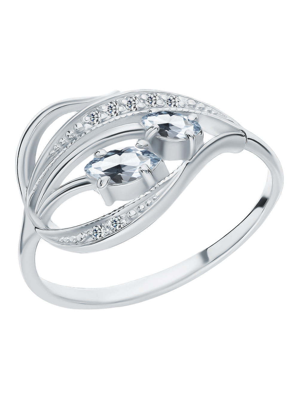 Серебряное кольцо с кубическим цирконием и топазами в Самаре
