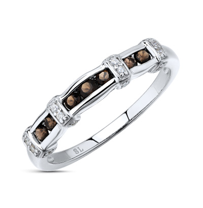 Фото «Серебряное кольцо с фианитами и раухтопазами»