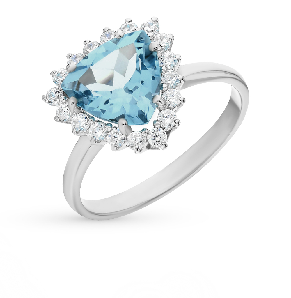 Серебряное кольцо с топазами и фианитами