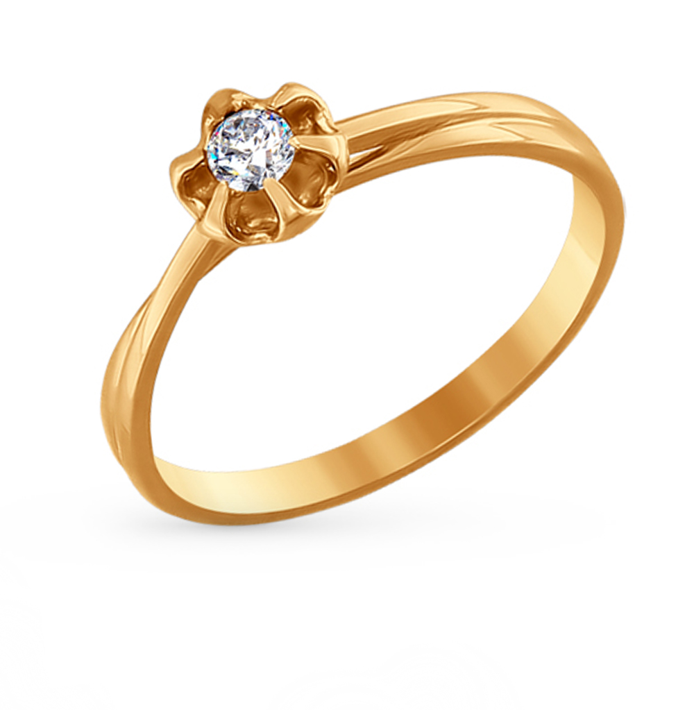 Фото «Золотое кольцо с фианитами SOKOLOV 81010155*»