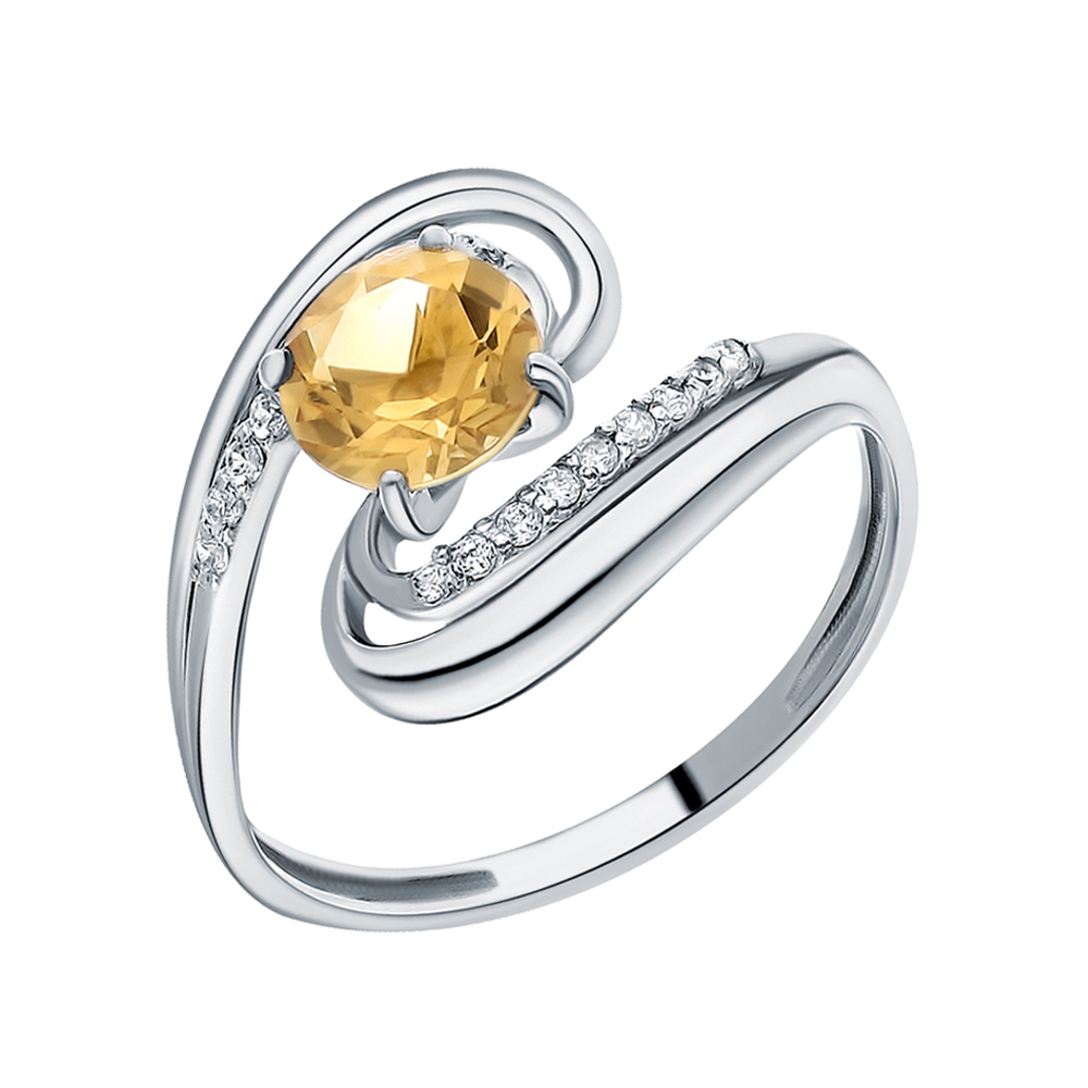 Серебряное кольцо с цитринами и фианитами в Самаре