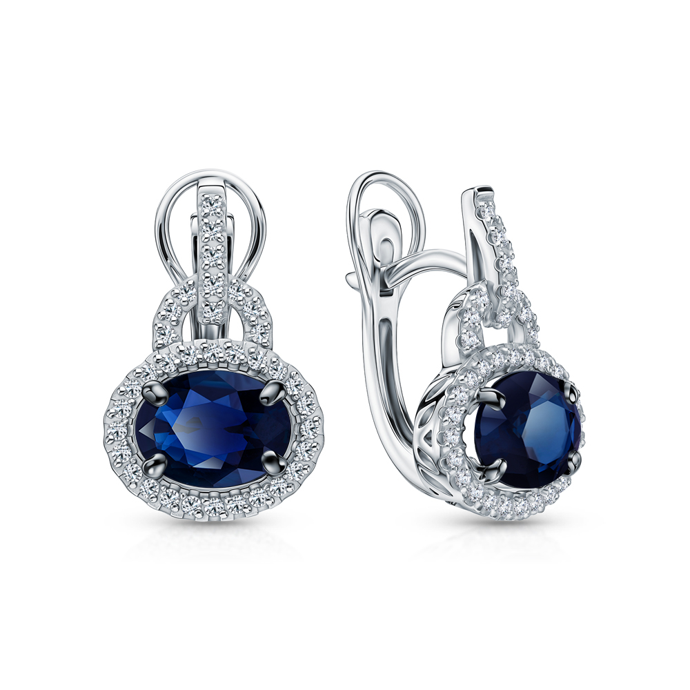 Золотые серьги с бриллиантами природными и сапфирами природными в Самаре