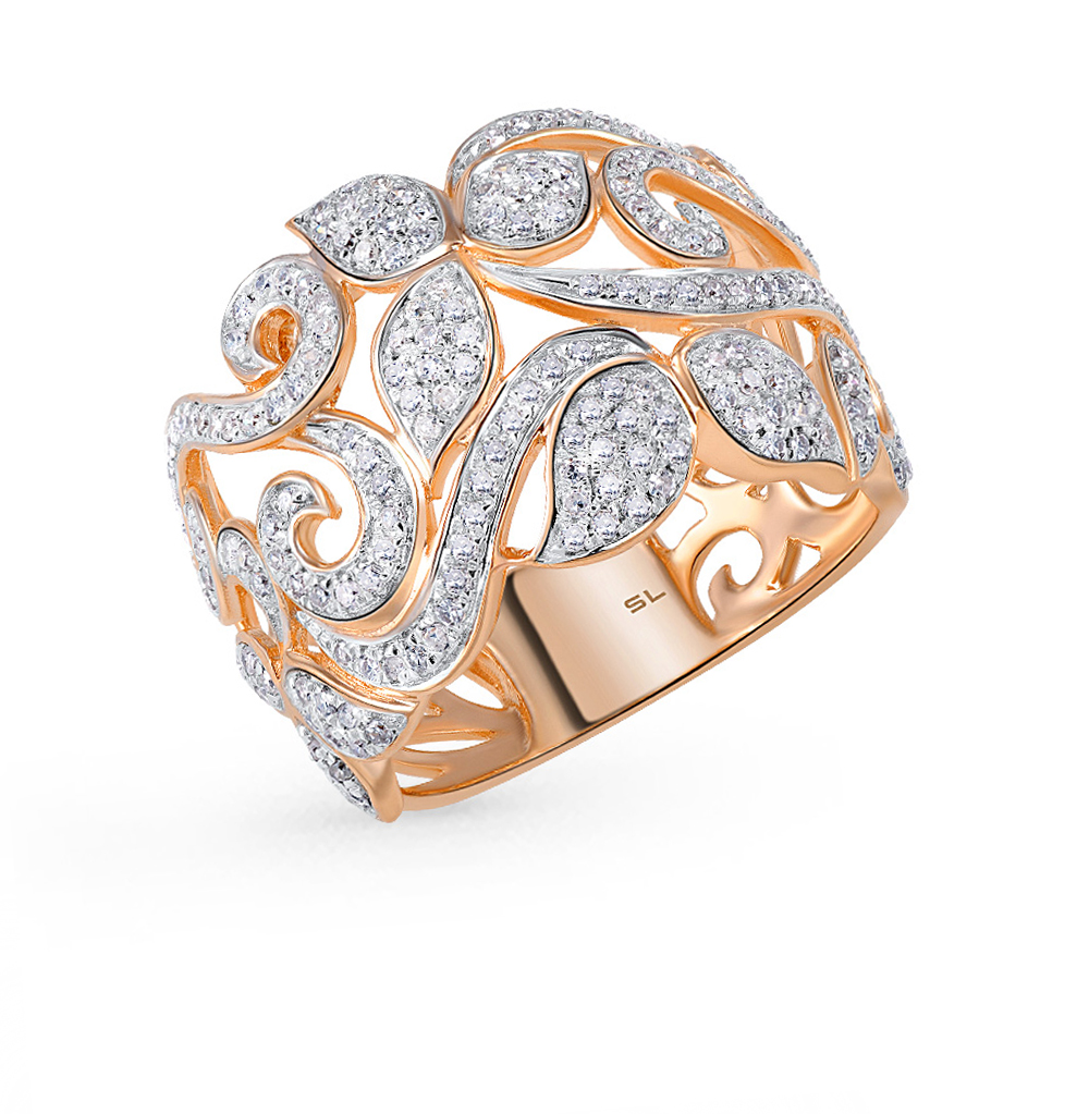 Золотое кольцо с бриллиантами 585 Санлайт