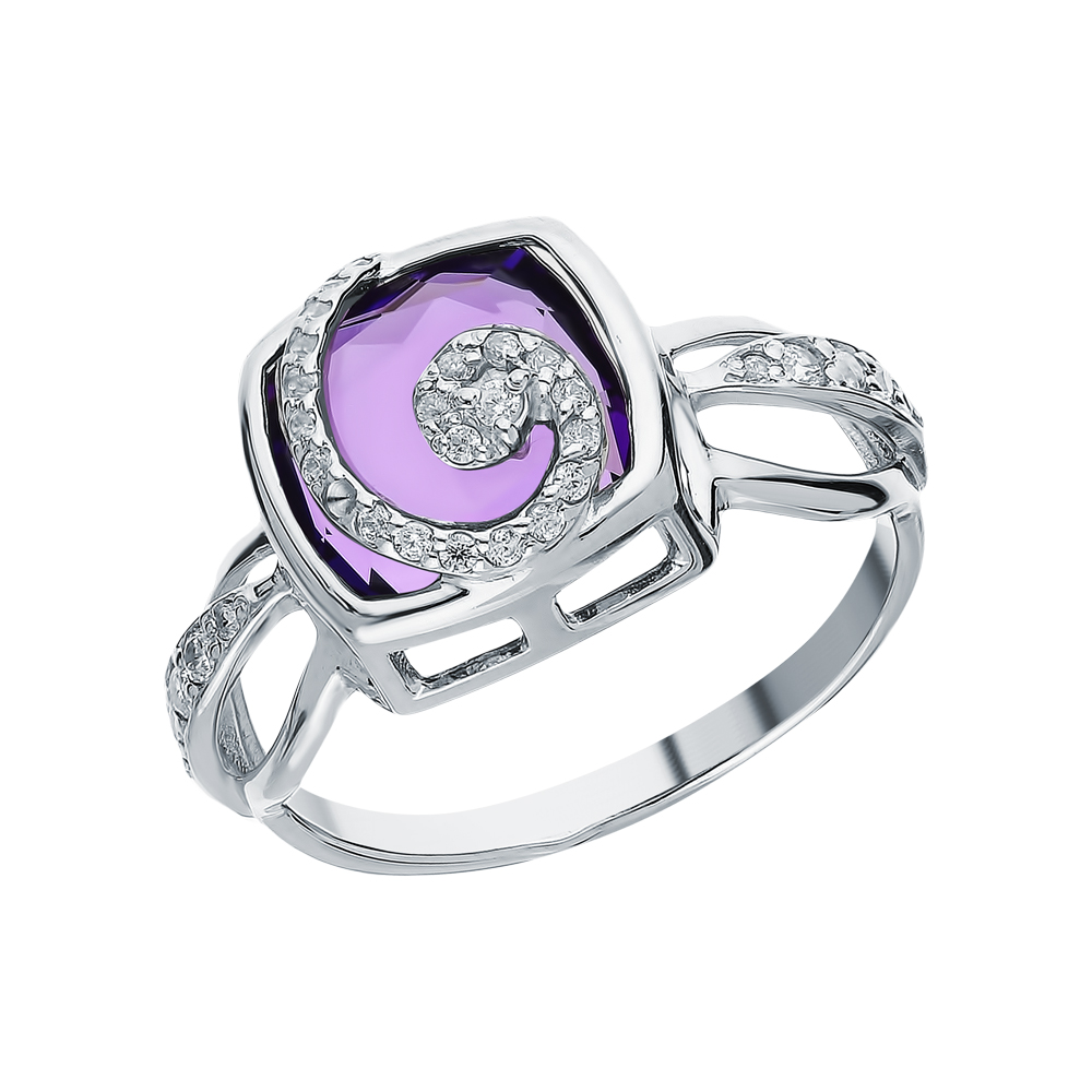 Серебряное кольцо с фианитами и кварцем в Самаре