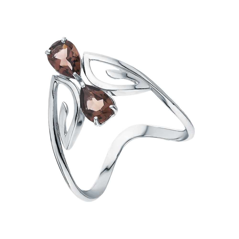 Серебряное кольцо с раухтопазами в Екатеринбурге