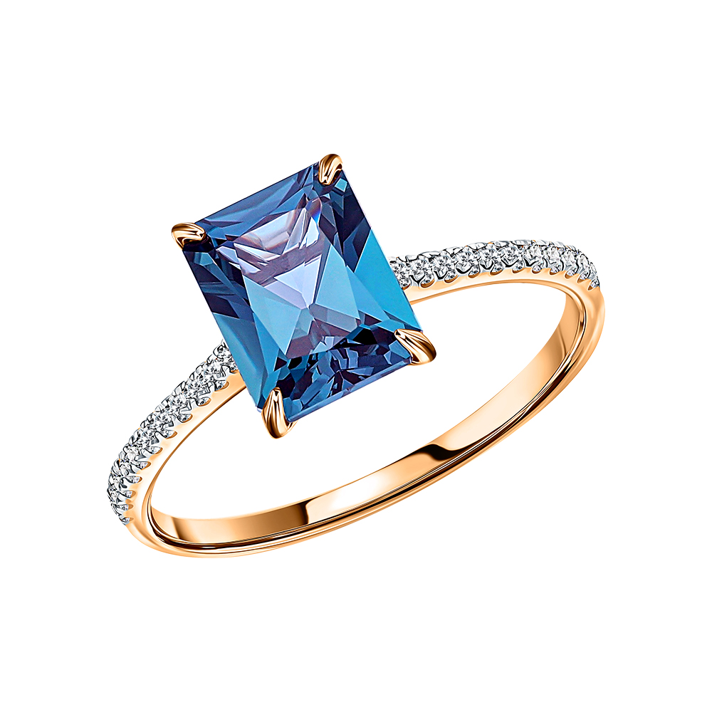 Фото «Золотое кольцо с александритом и бриллиантами»